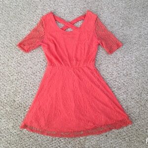 Coral Pink Lace Dress